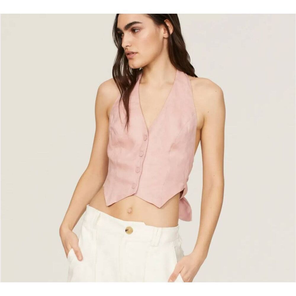 Nicholas Nia Linen Vest Top in pink sz 12